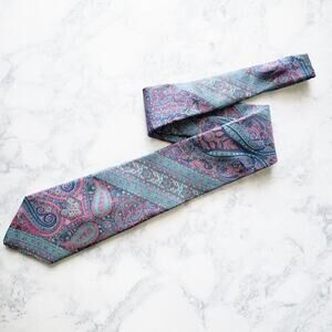 LIBERTY of London Vintage Aqua Paisley Silk Tie